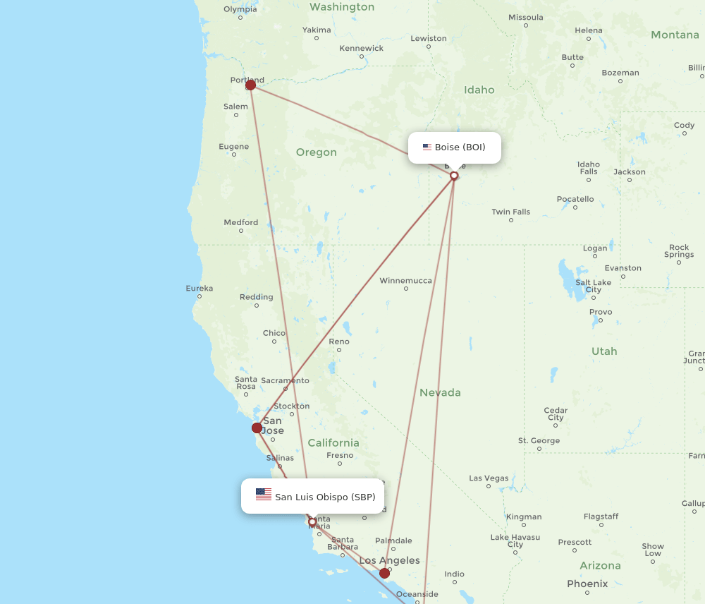SBP-BOI flight routes