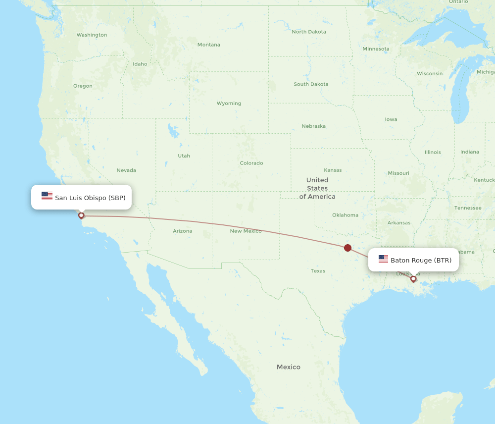 SBP-BTR flight routes