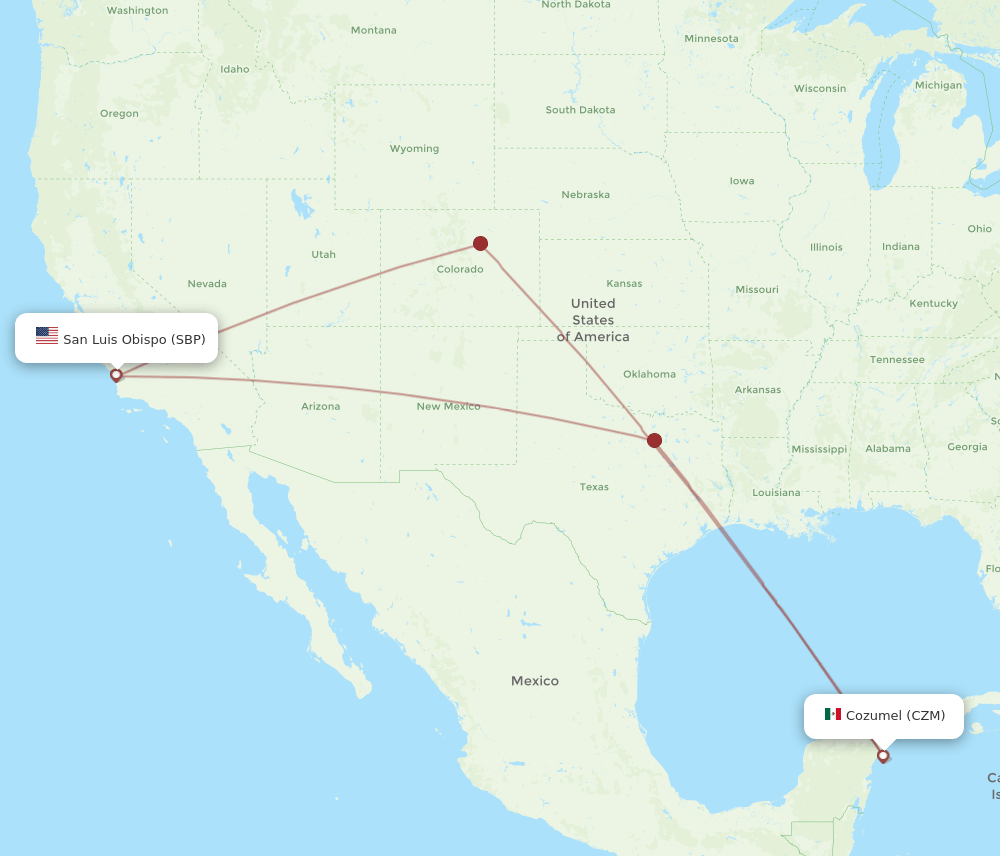 SBP-CZM flight routes
