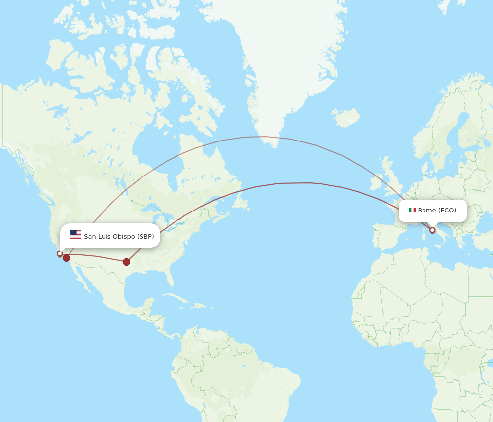 SBP to FCO flights and routes map