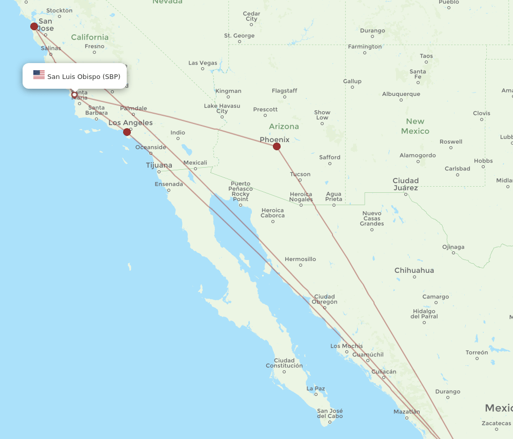 SBP-GDL flight routes