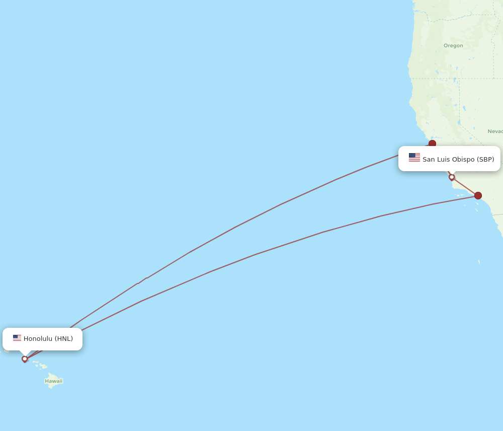 SBP-HNL flight routes