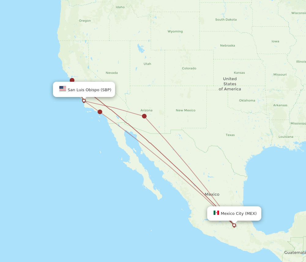 SBP-MEX flight routes