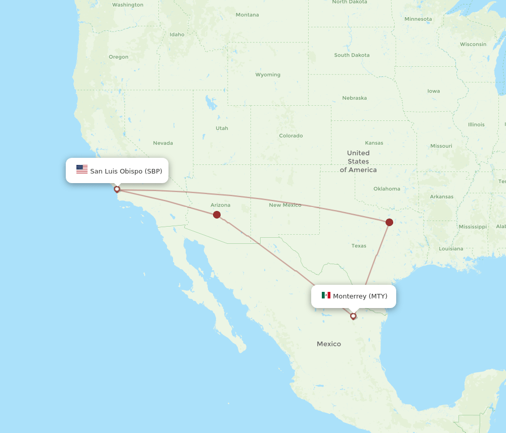 SBP-MTY flight routes