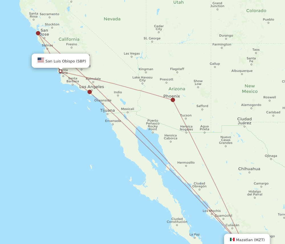 SBP-MZT flight routes