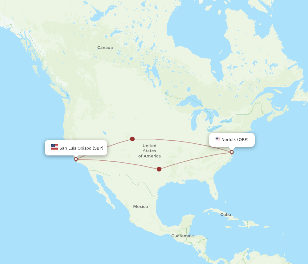 SBP-ORF flight routes