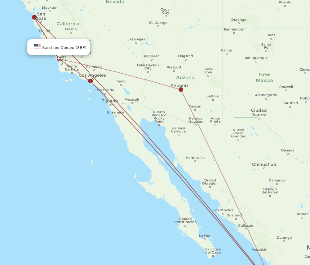 SBP-PVR flight routes