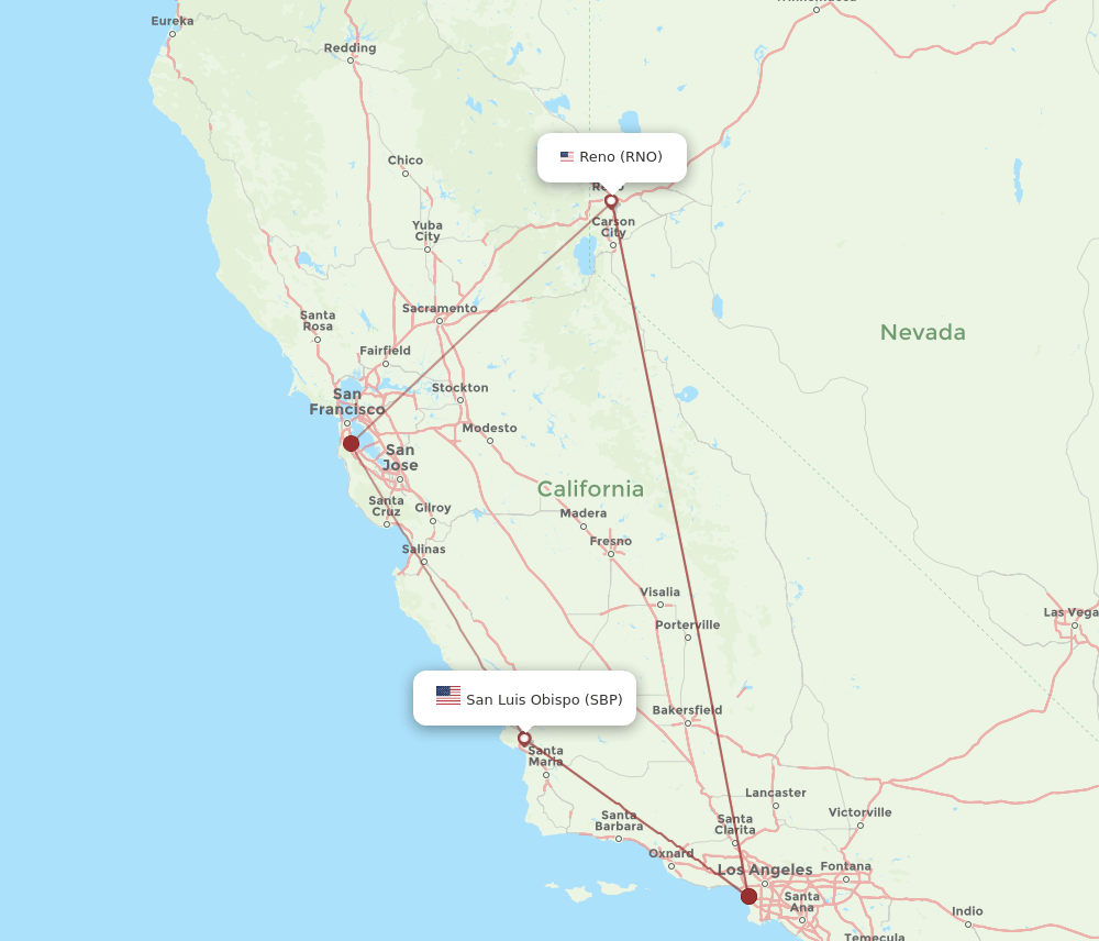 SBP-RNO flight routes