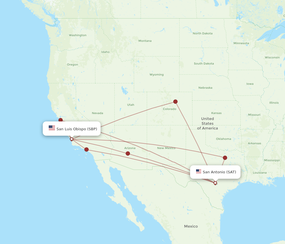 SBP-SAT flight routes