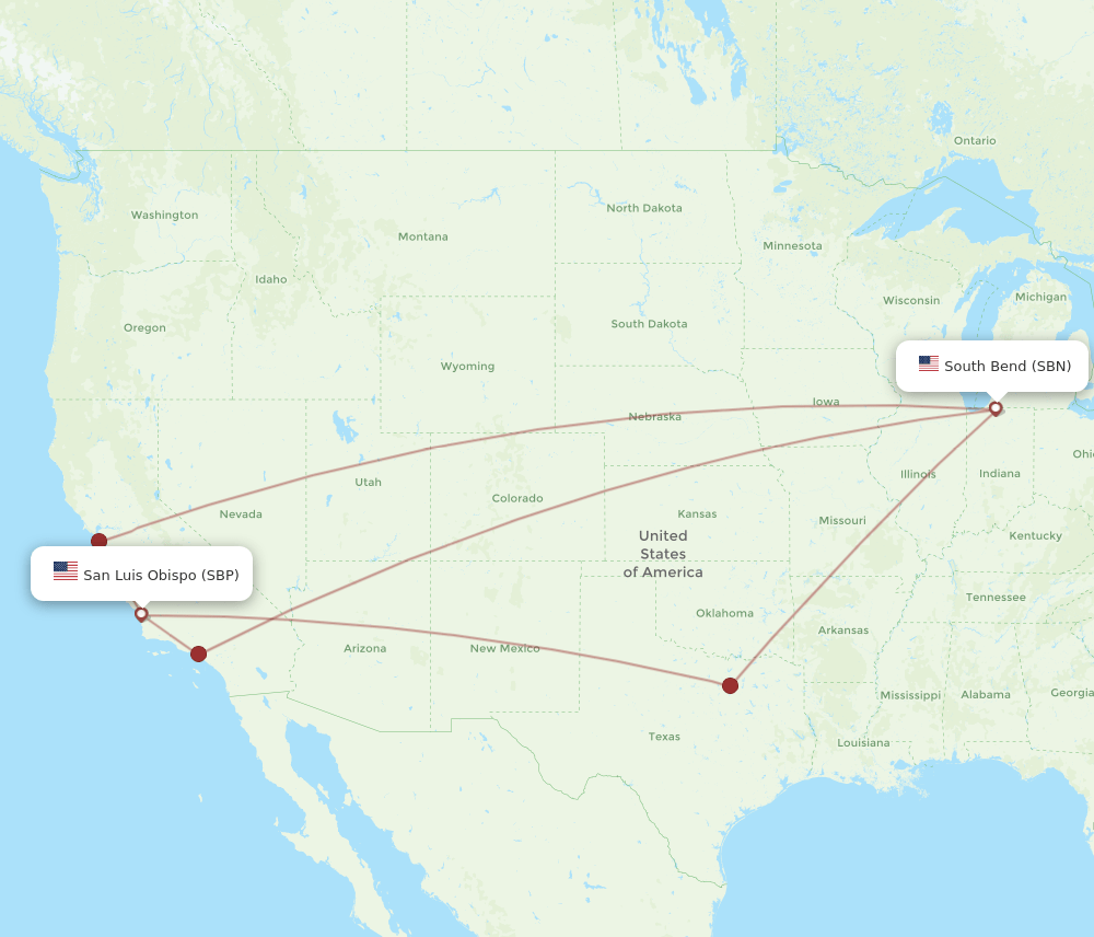 SBP-SBN flight routes