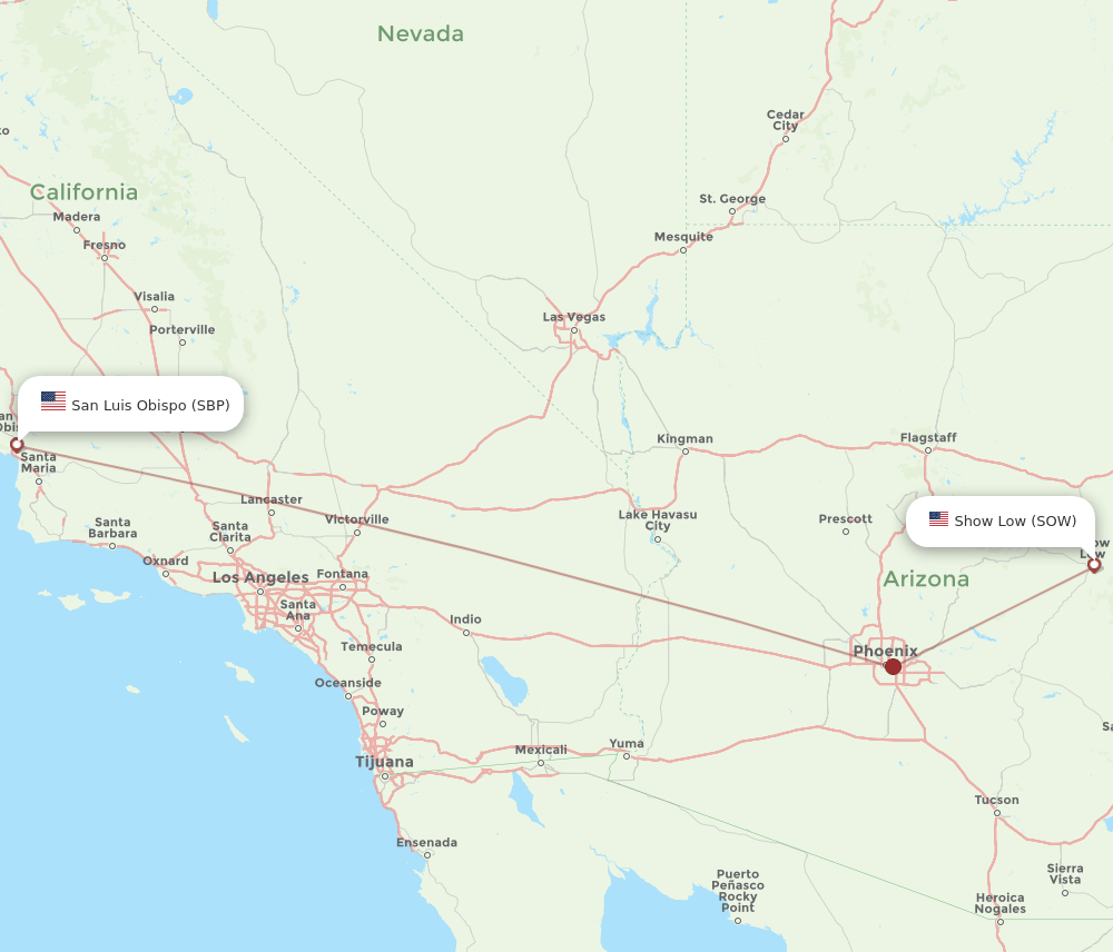 SBP-SOW flight routes