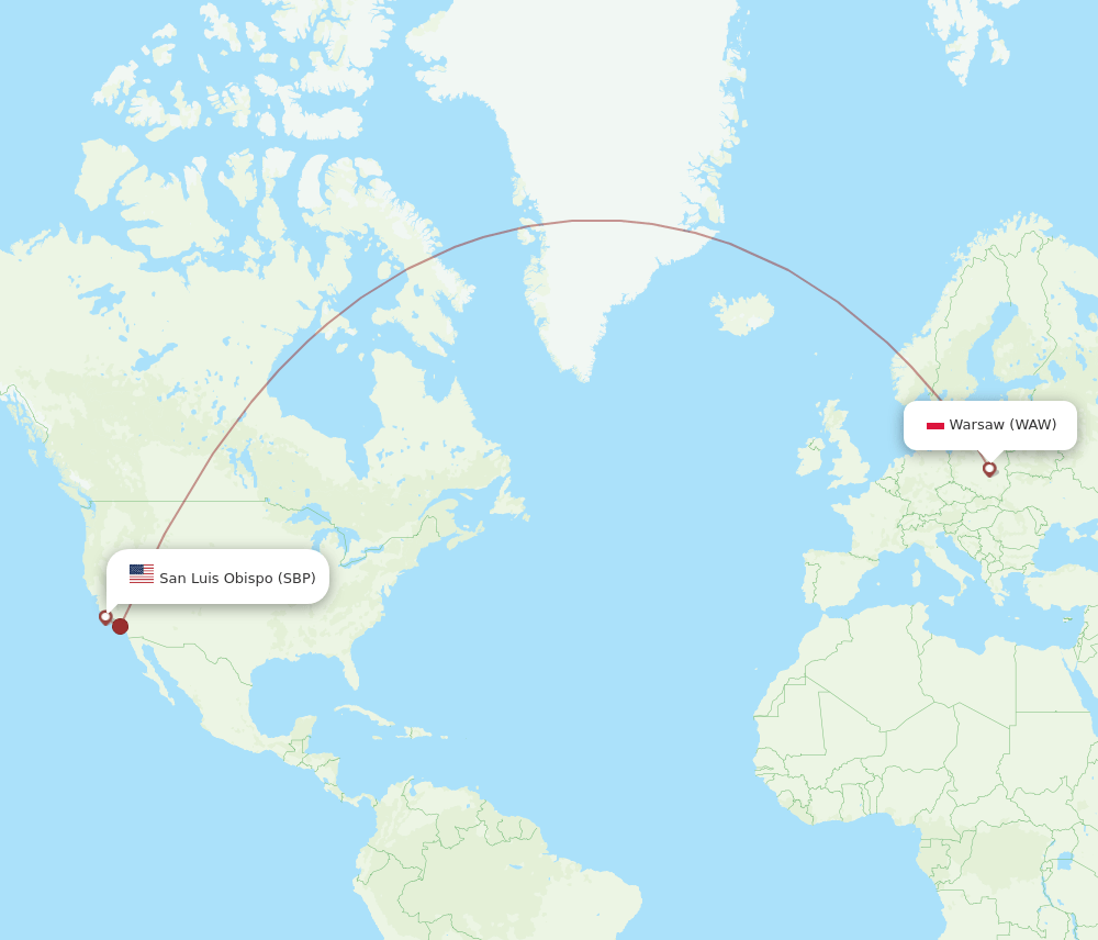SBP-WAW flight routes