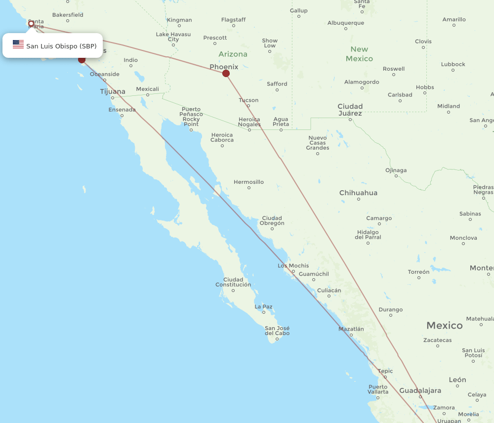 SBP-ZIH flight routes