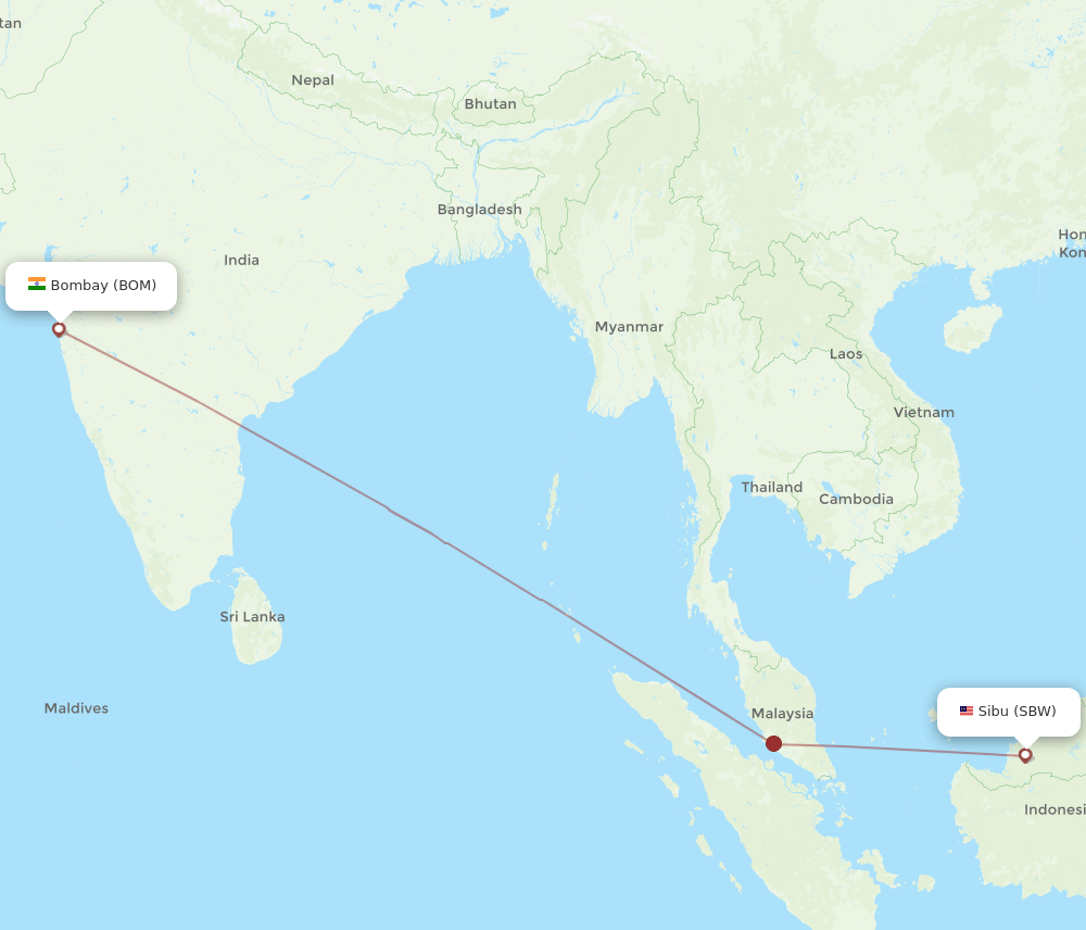 SBW-BOM flight routes