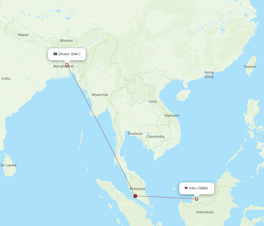 SBW to DAC flights and routes map
