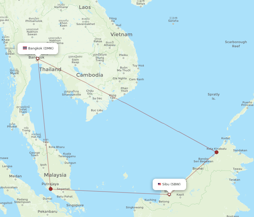 SBW-DMK flight routes