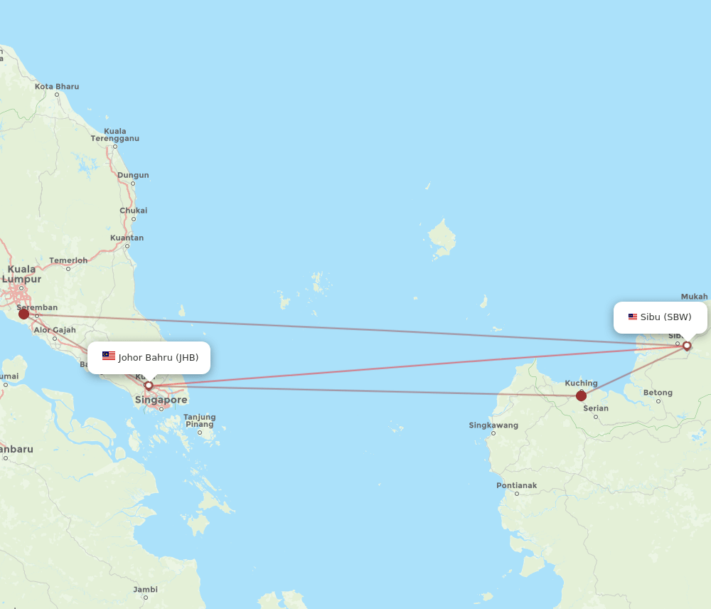 SBW-JHB flight routes