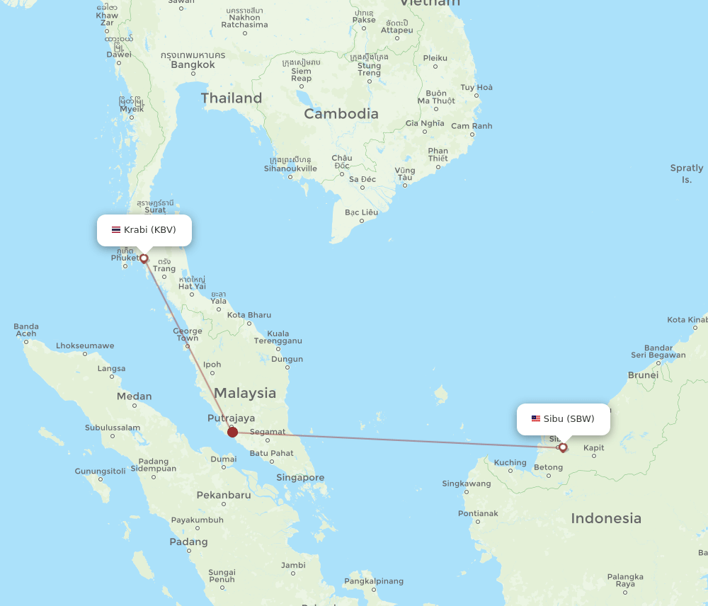 SBW-KBV flight routes