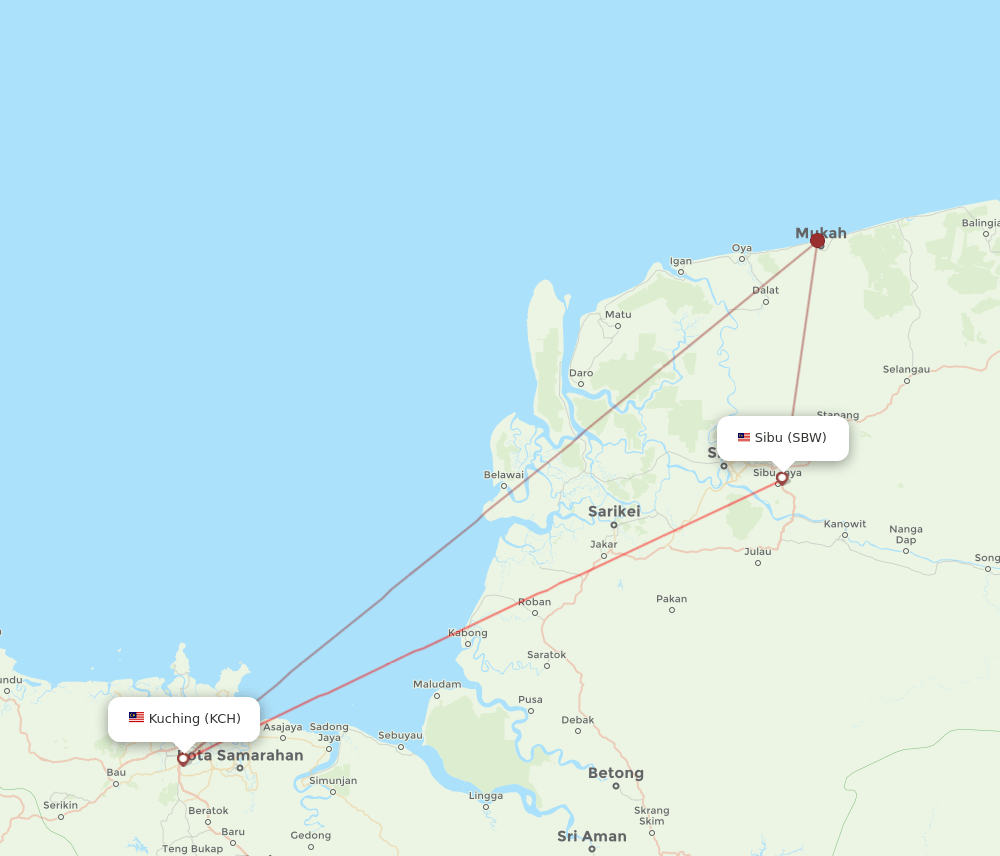 SBW-KCH flight routes