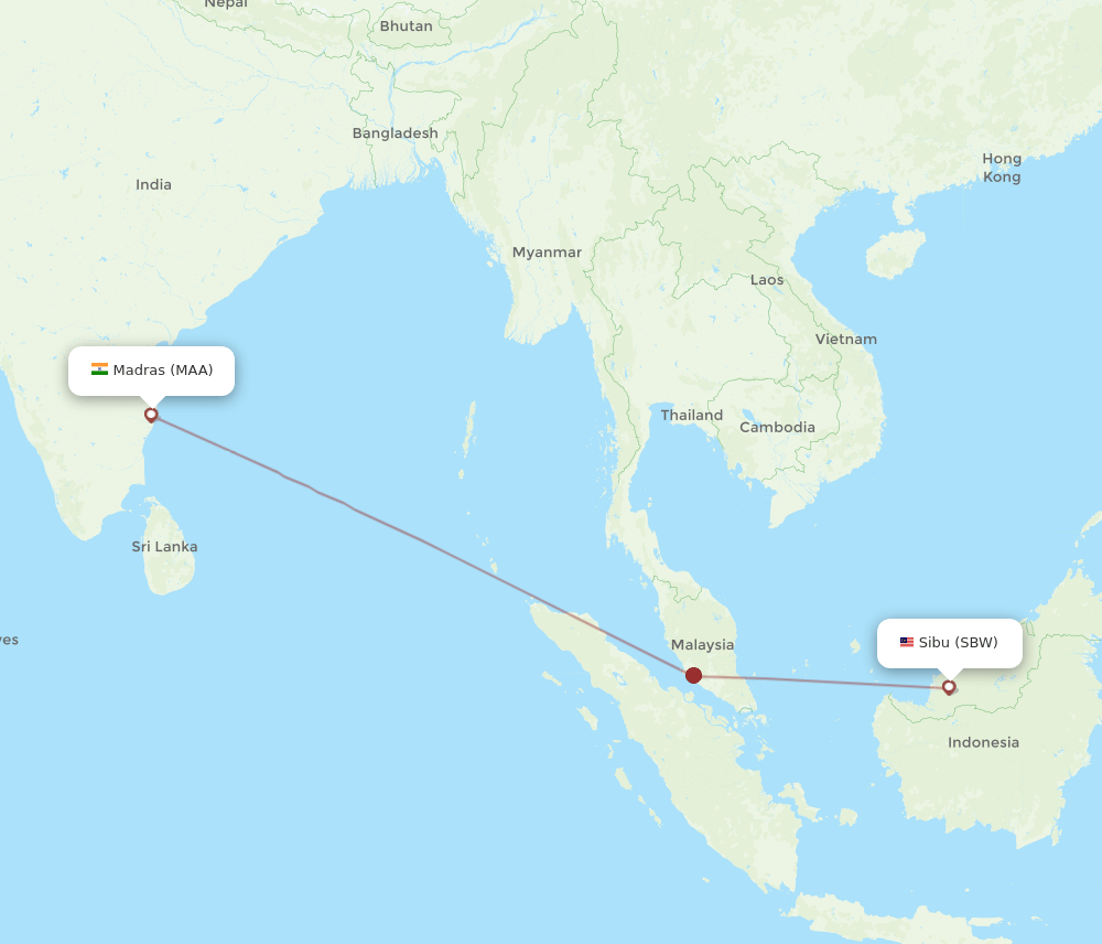 SBW-MAA flight routes
