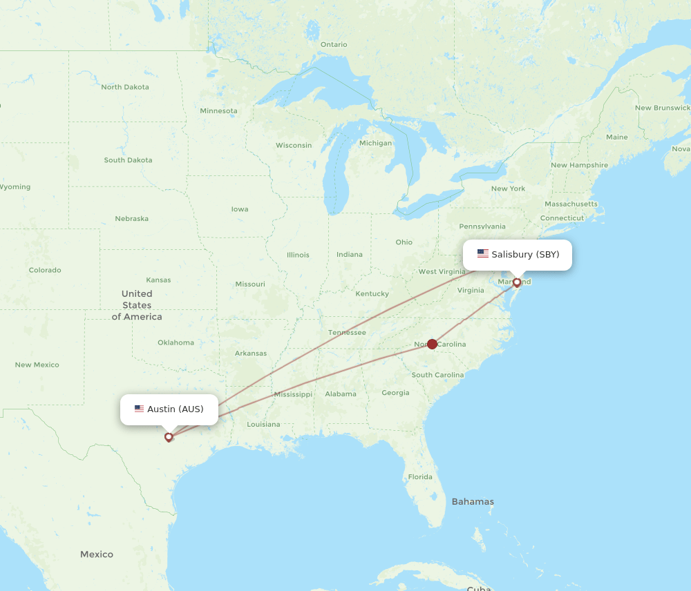 SBY-AUS flight routes