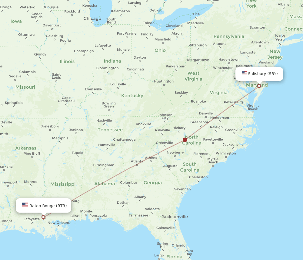 SBY-BTR flight routes