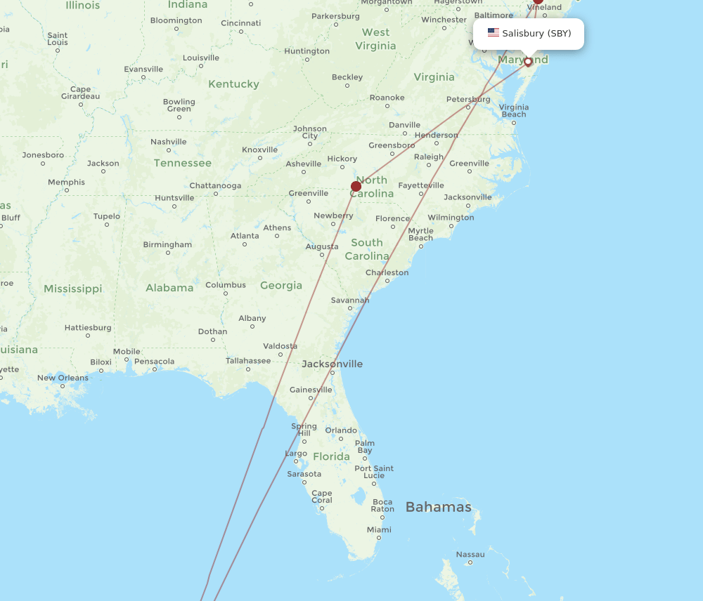 SBY-CUN flight routes