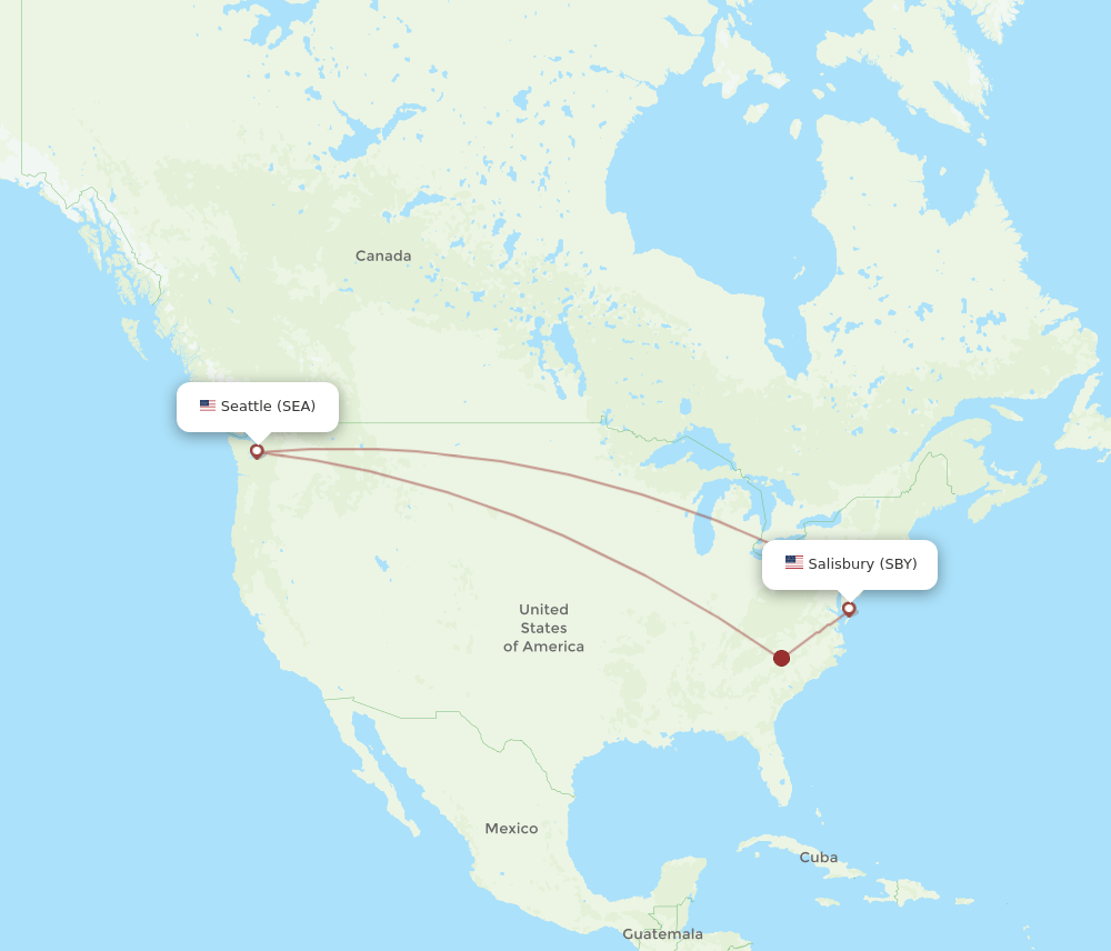 SBY-SEA flight routes