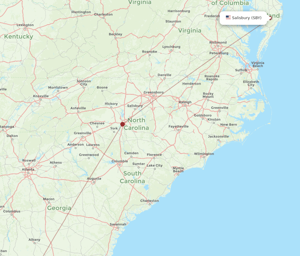 SBY-TLH flight routes