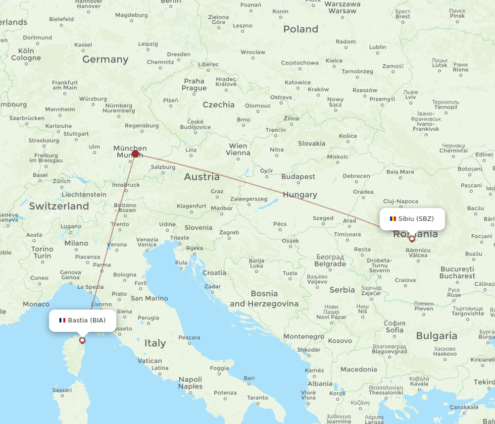 SBZ-BIA flight routes