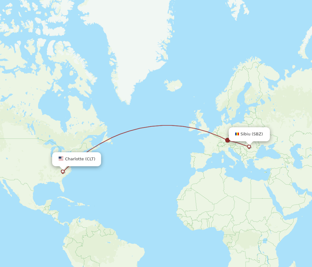 SBZ-CLT flight routes