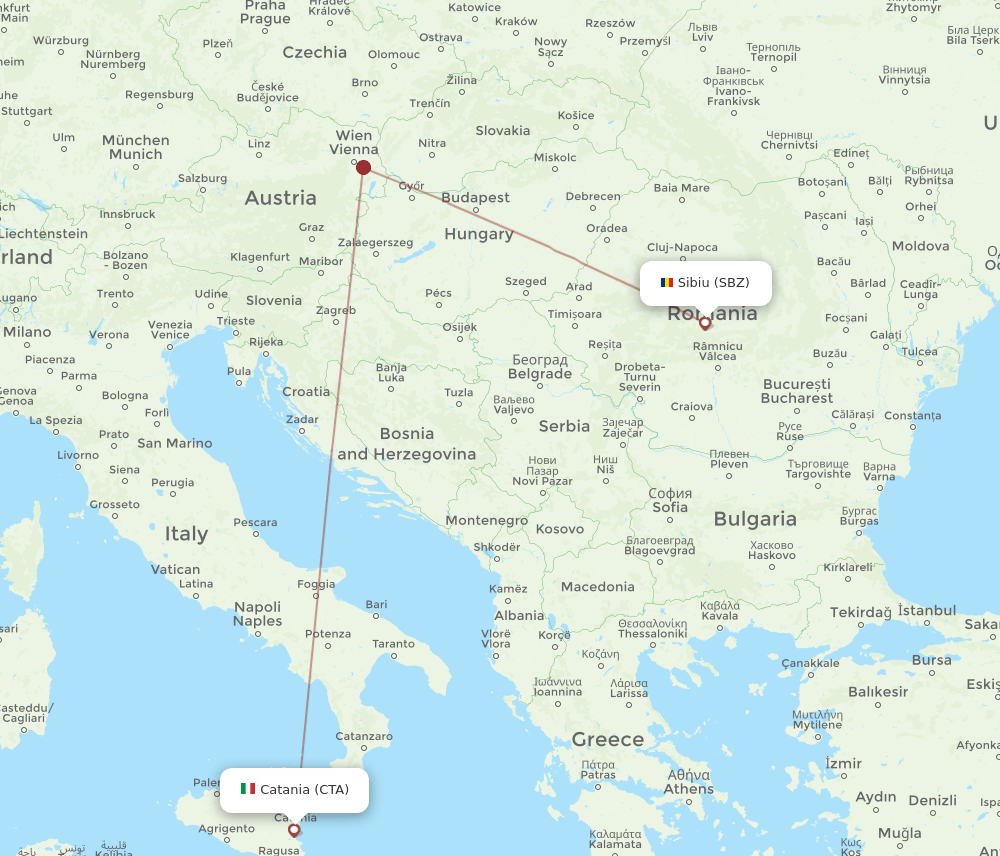 SBZ-CTA flight routes
