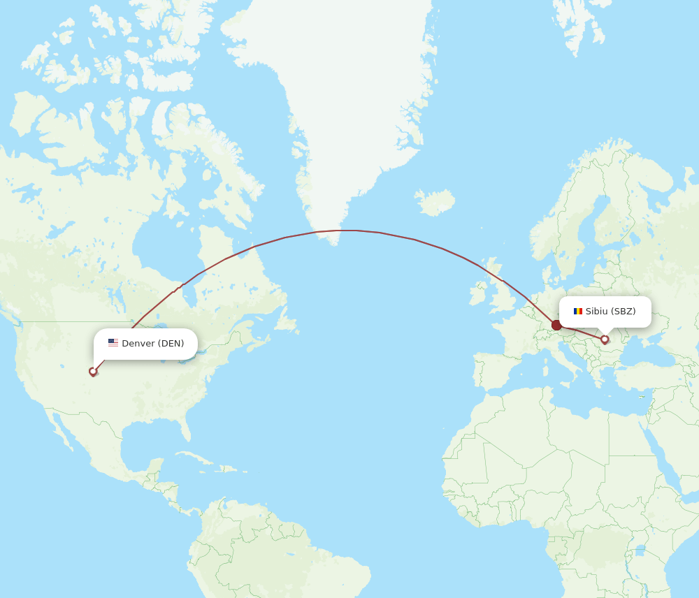 SBZ-DEN flight routes