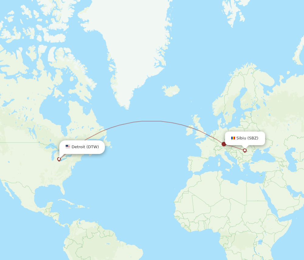 SBZ-DTW flight routes