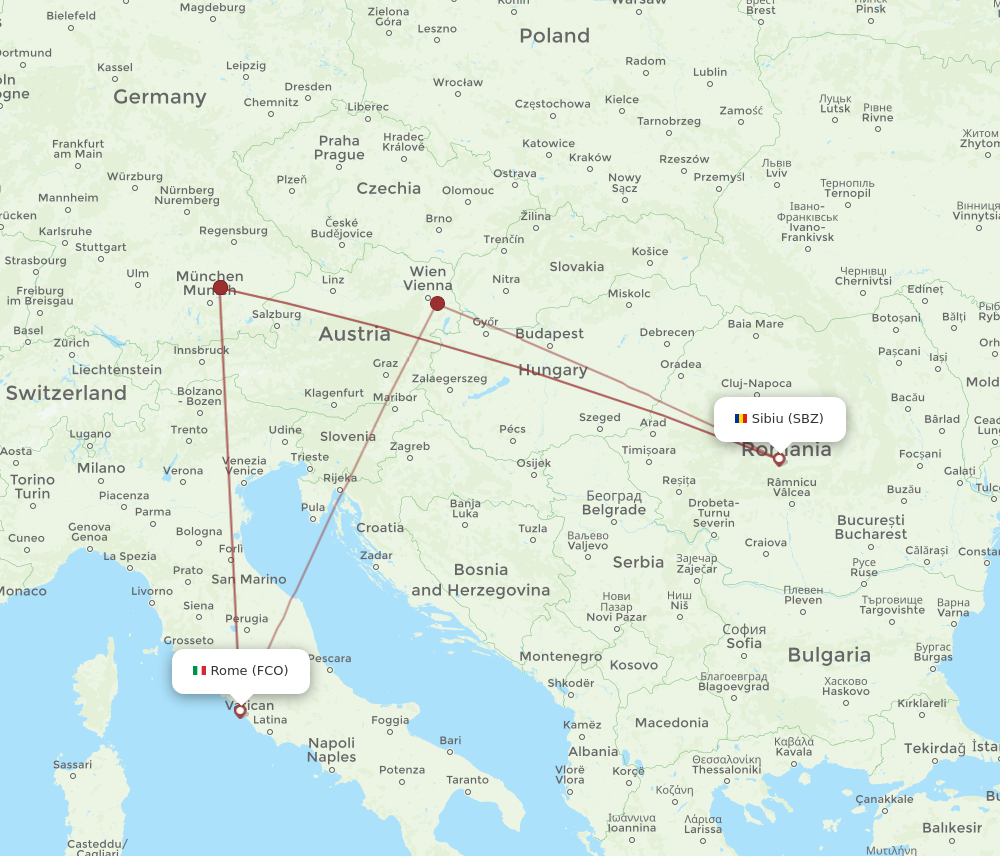 SBZ to FCO flights and routes map
