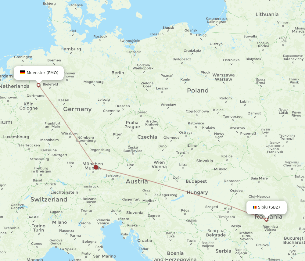 SBZ-FMO flight routes