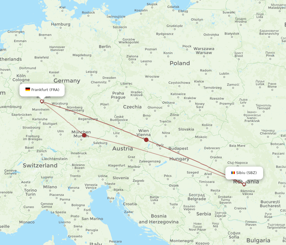 SBZ-FRA flight routes