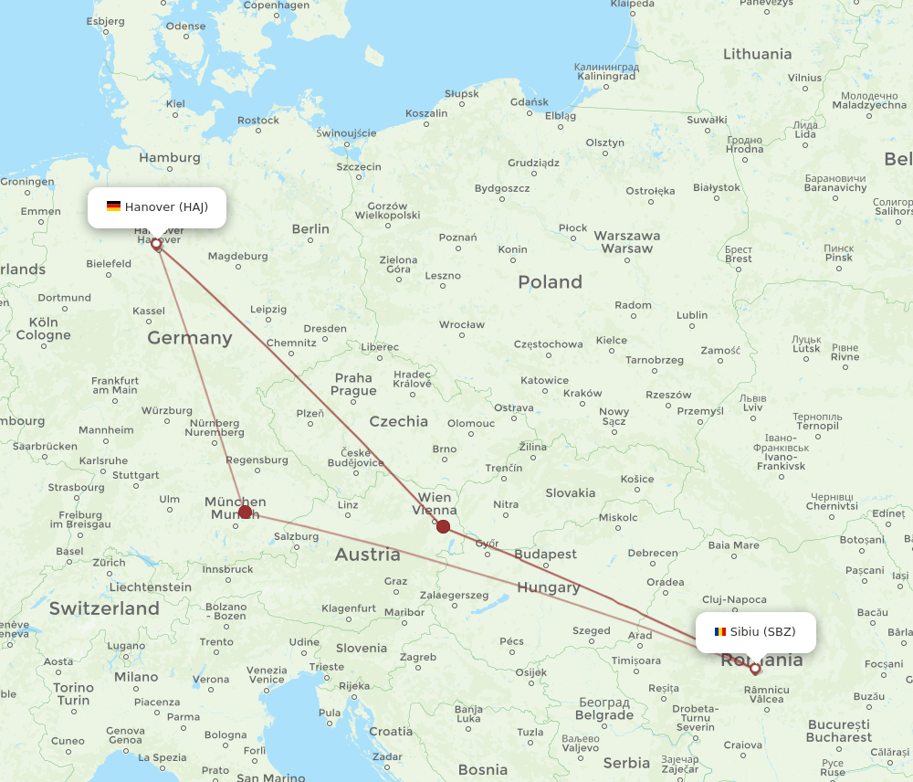 SBZ-HAJ flight routes