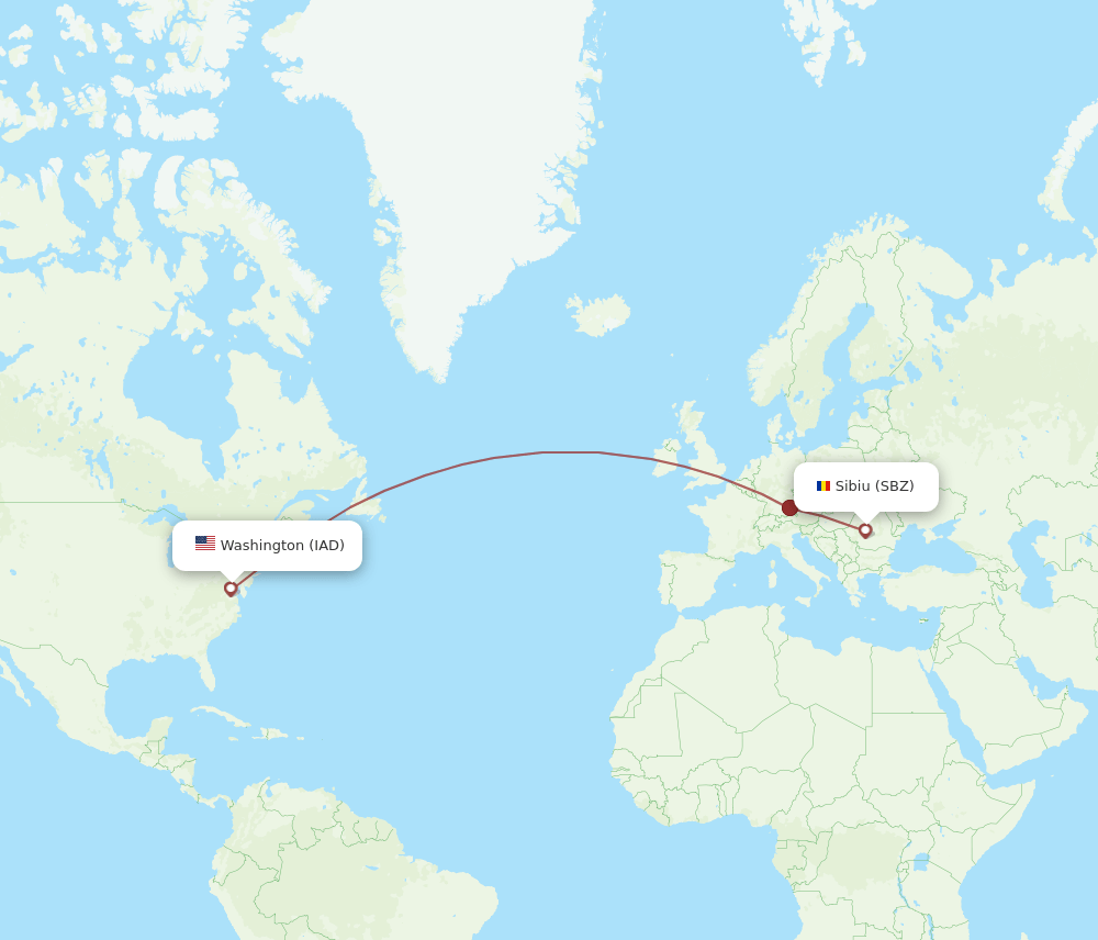 SBZ-IAD flight routes