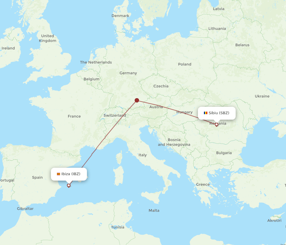 SBZ-IBZ flight routes
