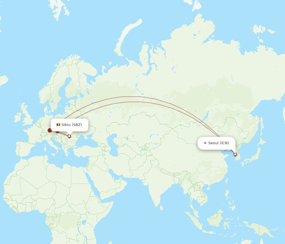 SBZ-ICN flight routes