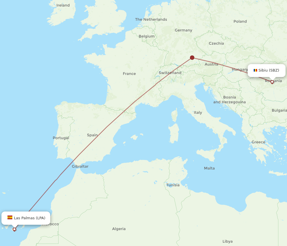 SBZ-LPA flight routes
