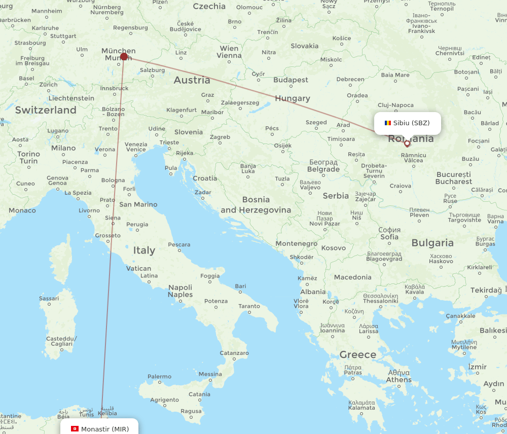 SBZ-MIR flight routes