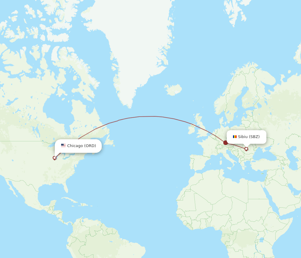 SBZ-ORD flight routes