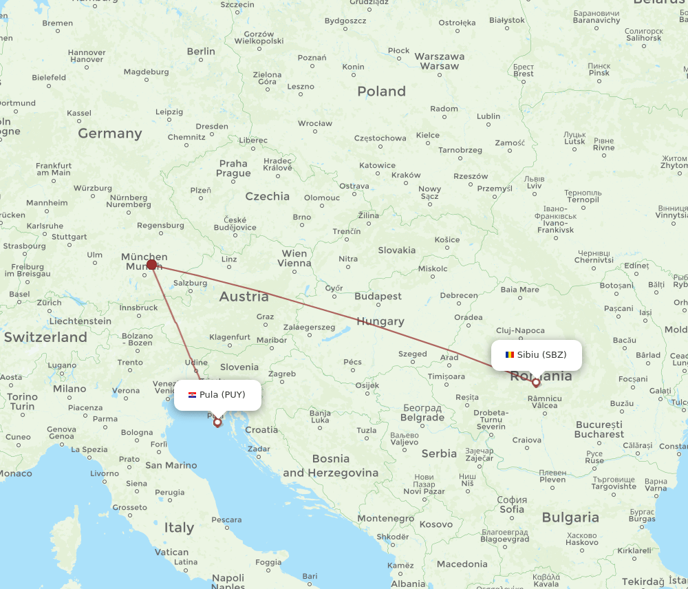 SBZ-PUY flight routes
