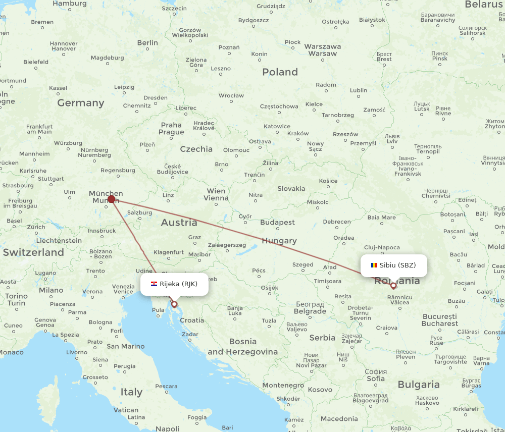 SBZ-RJK flight routes