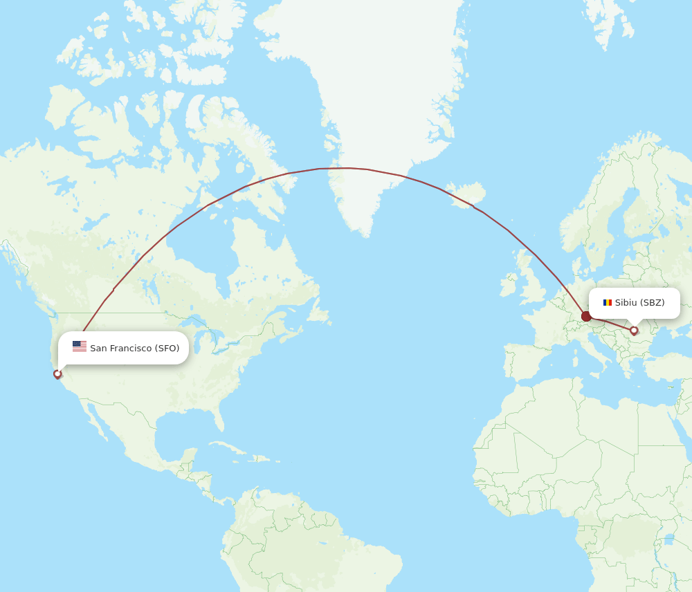 SBZ-SFO flight routes