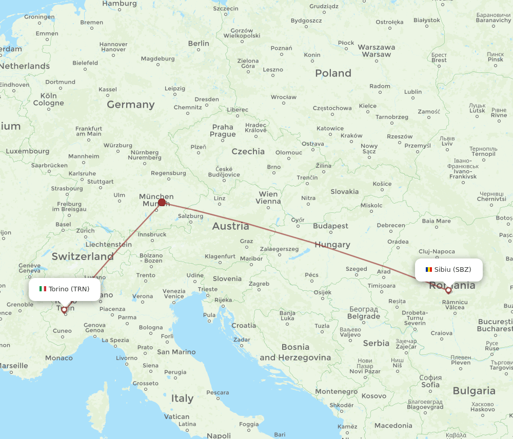 SBZ to TRN flights and routes map