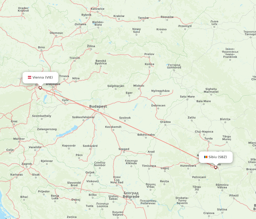 SBZ to VIE flights and routes map