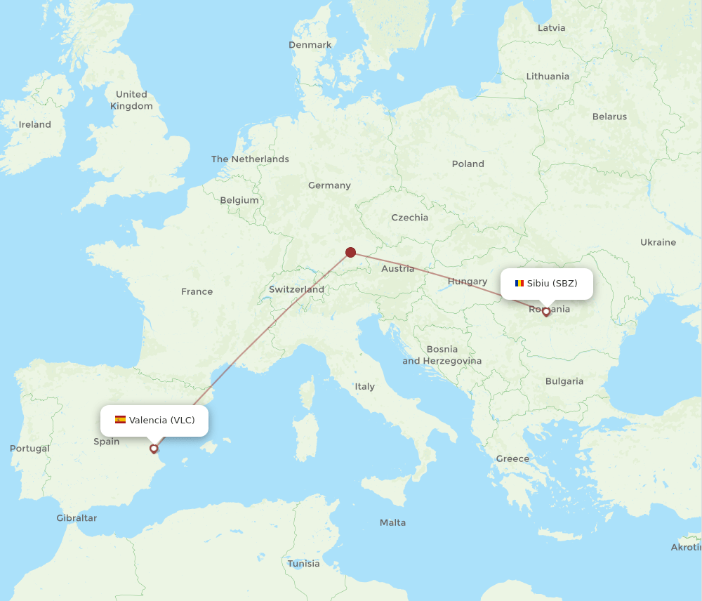 SBZ-VLC flight routes